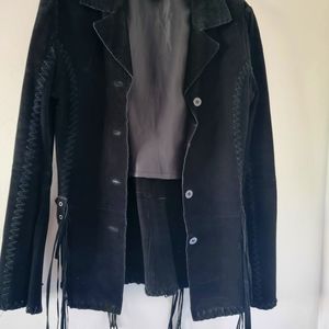 Genuine suede vintage open front jacket